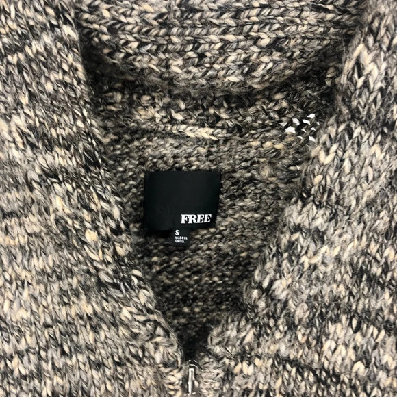 Chunky wool zip Aritzia Wilfred Free oversized sweater Small black white… - Picture 7 of 10
